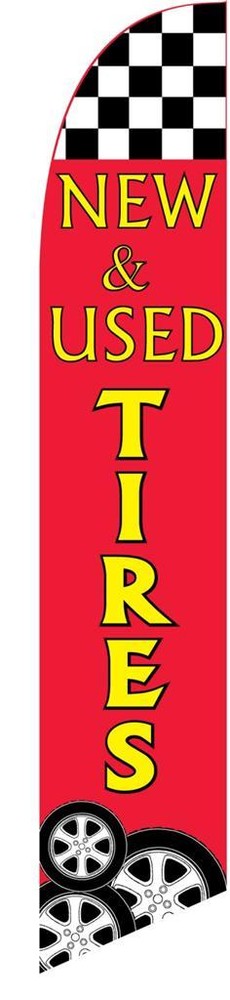 New and Used Tires 12ft Feather Banner Swooper Flag – FLAG ONLY
