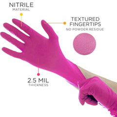 2000 Medium Pink Nitrile Exam Gloves, M, Aurelia Blush Latex Free Pwdr Free
