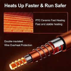 Portable Heaters for Car, Plugs into Cigarette Lighter, 360° Adju Color: black