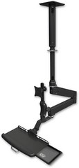 ICW Elite 6220 double arm LCD drop-ceiling mount with 24″ adjustment and tray