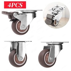 4PCS Swivel Caster Wheels Heavy Duty Furniture Castors with Brake Silent Roll