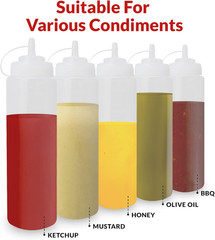 Plastic Squeeze Bottles, 32 oz. | 8 Pack | Condiment Squeeze Bottles for Sauces