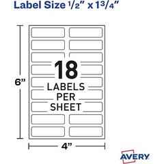 Avery 40720 No-Iron Fabric Labels, White, 1/2 x 1-3/4″, Pack of 54 Labels
