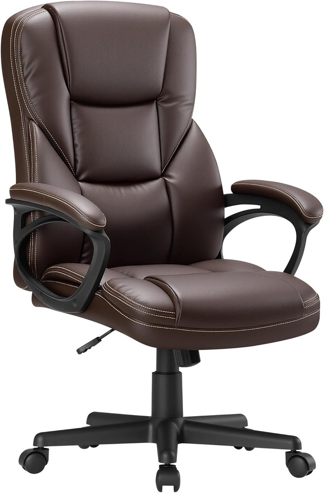 Ergonomic PU Leather Office Chair with Lumbar Support & Head Rest – Brown