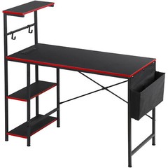 Gaming Desk with Power Outlet & LED Light 44 Inch Computer Office Desk with Hook