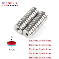 New Thicker Strong Magnets Countersunk Ring 5MM Hole Large Rare Earth Neodymium