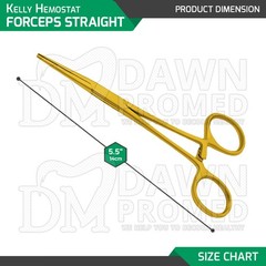 Kelly Hemostat Forceps 5.5″ Straight Full Gold Surgical Instruments German Grade