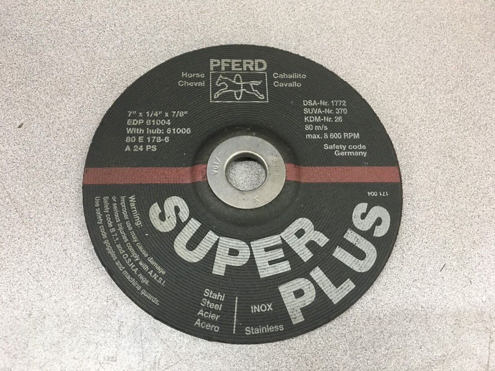 NEW NO BOX PFERD 7″ X 1/4″ X 7/8″ GRINDING WHEEL 61006