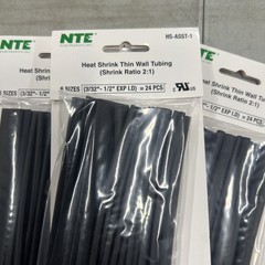 NTE Electronics HS-ASST-1 Heat Shrink Assortment Black 6″ Length 24pcs **3 Packs