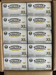 SUNSET DISPOSABLE NITRILE BLACK GLOVES BOX OF 100 EXAM GRADE POWDER FREE XL