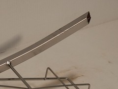 Lot of 2 Unbranded steel display racks, 28 x 16 x 5 in, 3 tiers 14.5×7.5 in each