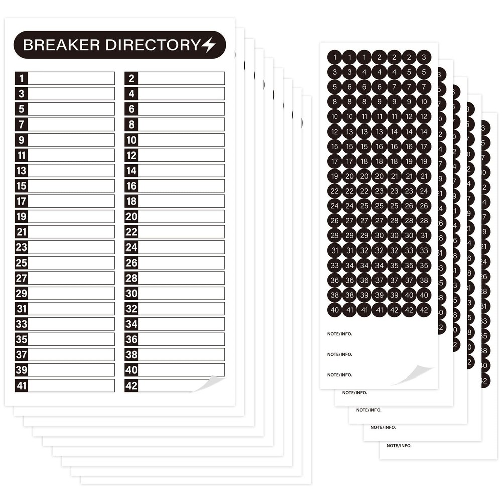 16 Sheets Breaker Panel Labels Electrical Box Sticker Numbers Breaker…
