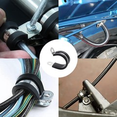 12pcs 1 inch (25mm) Cable Clamps, Stainless Steel Wire 1 inch-12pcs, Black