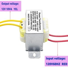 12V/10W AC/AC Power Transformer, Input 120V/60HZ 120V to 12V 10VA