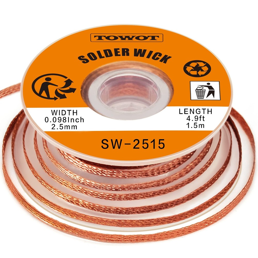 TOWOT Solder Wick Braid with Flux No-Clean Electronic, Desoldering Wick Braid R