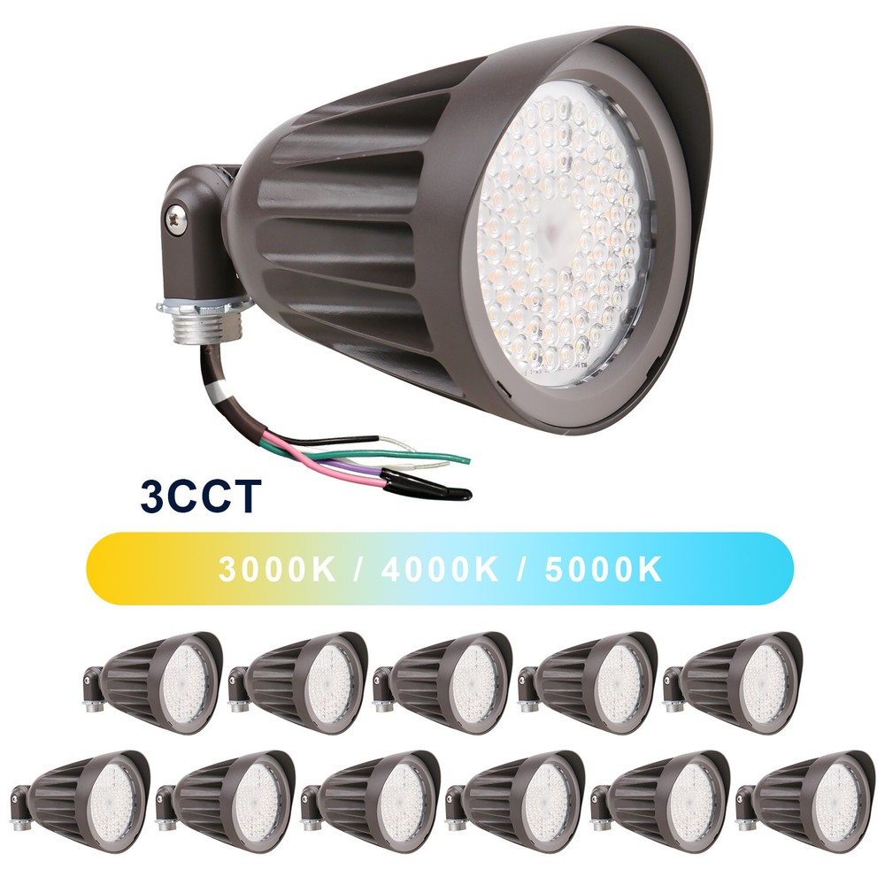 12Pack 25W LED Bullet Flood Light 3CCT LED Landscape Spotlight with KnuckleMount