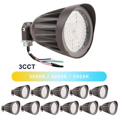 12Pack 25W LED Bullet Flood Light 3CCT LED Landscape Spotlight with KnuckleMount