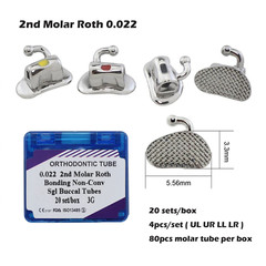 20 Sets Dental Orthodontic Buccal Tube 1st 2nd Molar Roth MBT 022 Bondable 3G