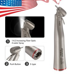 Dental Optic Fiber LED 1:4.2 Increasing Handpiece 45°Angle Head External Channel