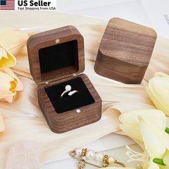 Loetere 6 Pcs Square Wooden Ring Boxes for Wedding Ceremony Mini Black