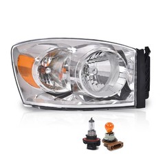 Right Headlight w/Bulbs Dodge Ram 1500 2500 3500 2006-2009 Clear Amber Halogen