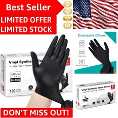 4 Mil Waterproof Black Vinyl Gloves – 100 Count, Ideal for Food Prep & Cleaning