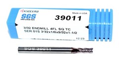 3/32″ (.0938″) CARBIDE END MILL 4 FLUTE TICN COATED SGS – 39011