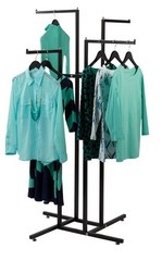 SSWBasics 4 Way Clothing Display Rack with Straight Arms (Black)