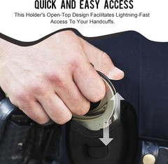Open Top Handcuff Holder, Handcuff Case, Secure Belt Attachment, Fits Standard