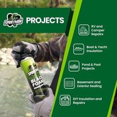 Sprayman Black Foam Sealant – (12×24 Oz) Expanding Polyurethane Pond & Landscape