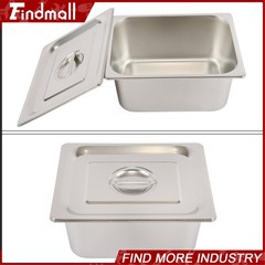 Findmall 2 Pack Hotel Pans 1/2 Size 6″ Deep Stainless Steel Steam Table with Lid