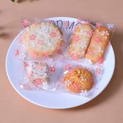 Cherry Blossom Printing Transparent Cellophane Cookie Packaging Bags 100 PCS