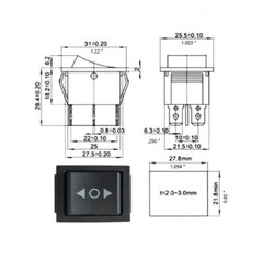 DPDT 20A Maintained Rocker Switch 6 PIN (on) off (on) 12V 24V DC 1/4 quick plug