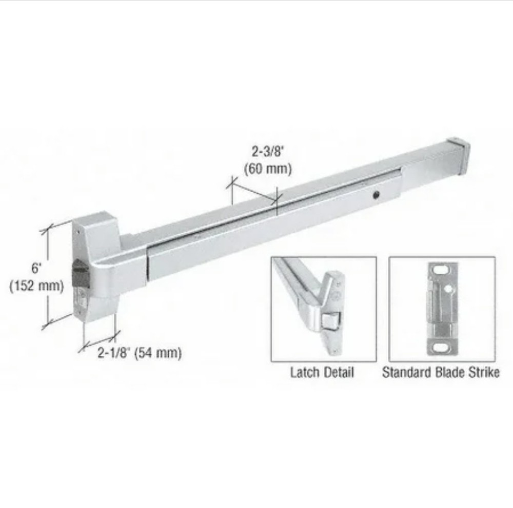 CRL DL950A Satin Anodized Touch Bar Rim Panic Exit Device