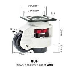 4X Leveling Machine Caster with Rubber Pad Retractable Workbench Caster Wheel