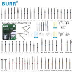 100 Types Dental FG Diamond Burs For High Speed Handpiece Friction Grip 50pcs