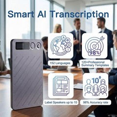 AI Voice Recorder (64GB) –Real-Time Transcription & Summarization | 152 Language