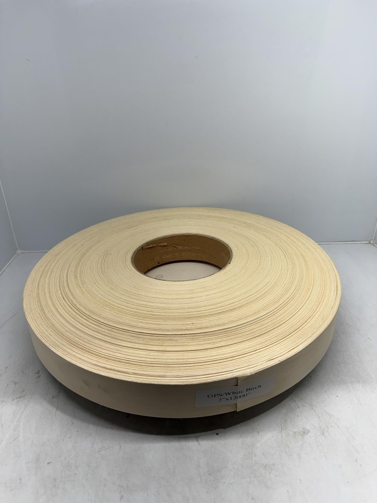 New Roll of GPS / White Birch Veneer Edging 2″ x 12000″ 1/64″ thick .02″ & .5mm