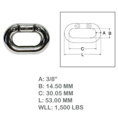 Stainless Steel 316 Chain Connecting Link 3/8″ Marine Grade Connector