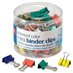 Mini Binder Clips 60 Count Assorted Colors Storage Tub 1/4 Inch Capacity Metal