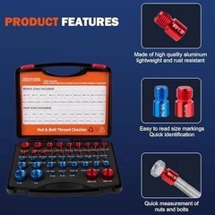 44pcs Inch & Metric Set Nut & Bolt Thread Checker Identifier Thread Gauges Box
