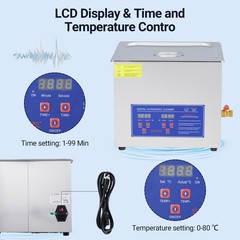 10L Ultrasonic – 240W, 40kHz, Digital Timer & Heater, Heavy-Duty Lab Cleaner