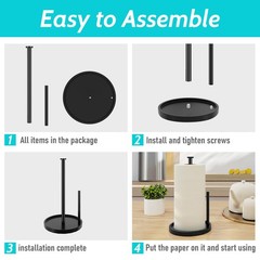 Paper Towel Holder Countertop, Standing Paper Roll Holder with Anti Slip Weighte