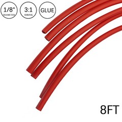 3:1 Heat Shrink Tube – 1/8″ Red Dual Wall Marine Adhesive Glue Lined Waterproof