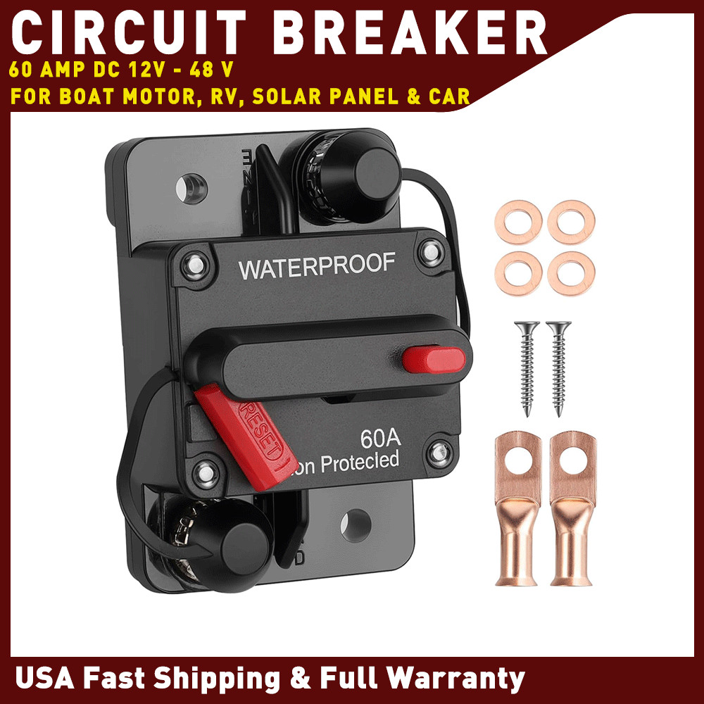 Vehicle Safety Fuse Holder 12V-48V Boat Trolling Motor Solar Panel Circuit Guard