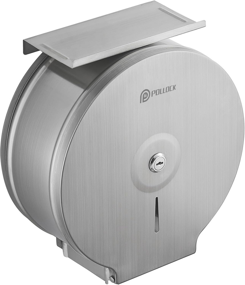 Commercial Jumbo Toilet Paper Dispenser with Shelf, 304 Stainless Steel 9” Roll