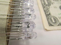 100 Clear Lens Red Orange 5MM Diameter LEDs QLMP-EL83-VWRDD 2 Conductor Solder