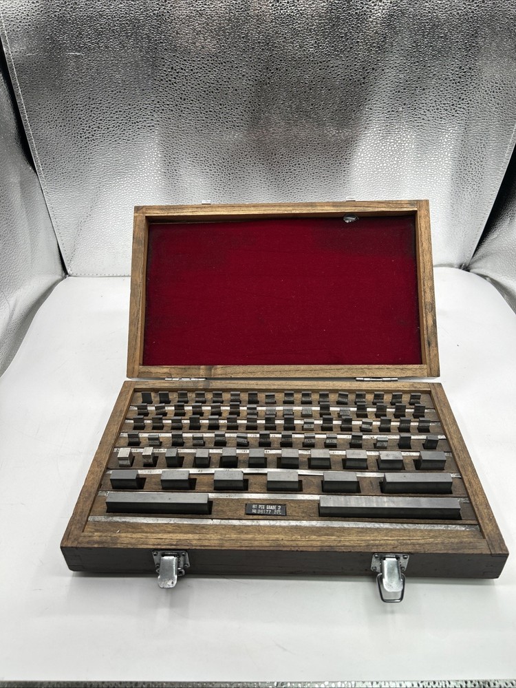 Gage Block 81 Pcs Set Grade 2 Wooden Case 96177 See Pics