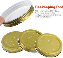 Bee Feeder Lids for Mason Jar- 8Pcs Metal Bee Feeders Entrance Beehive Lid- Beeh