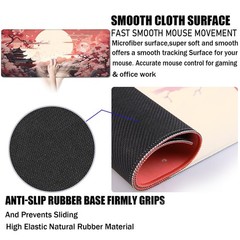 Japanese Large Gaming Mouse Pad with Stitched 31.5L x 15.8W inches, Sunset
